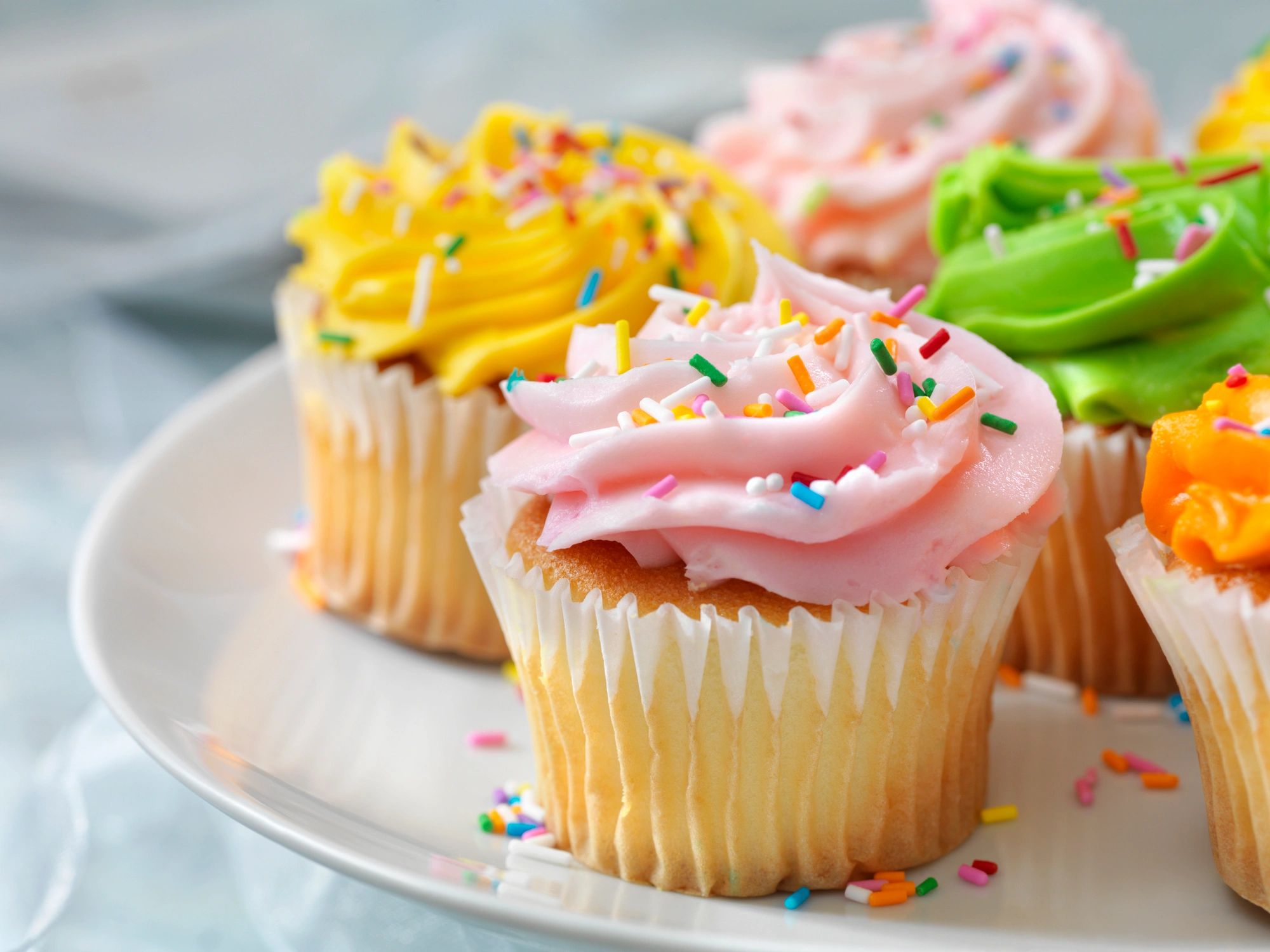 Cupcake assortment in a modern bakery