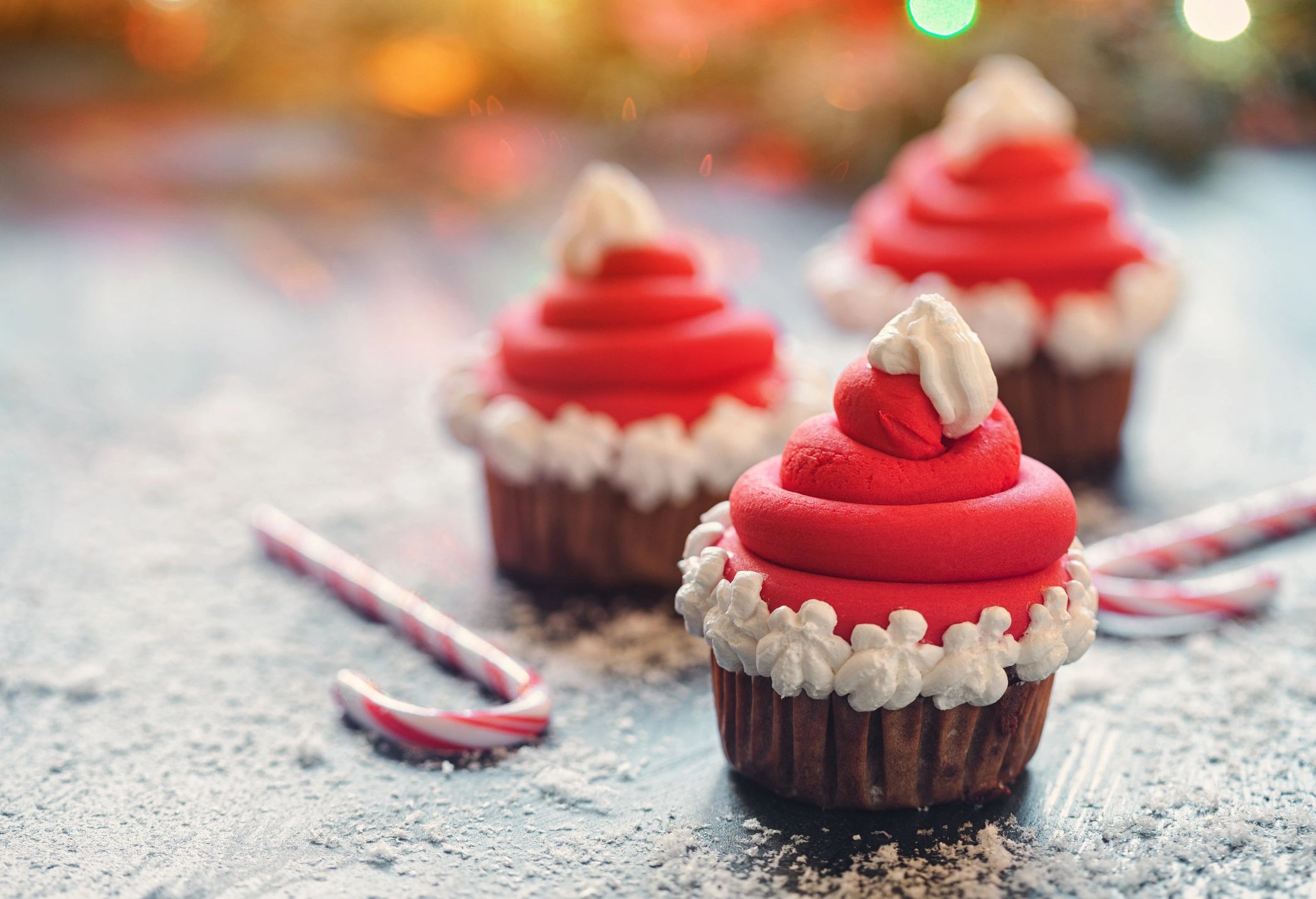 Cupcakes with unique toppings and festive decorations